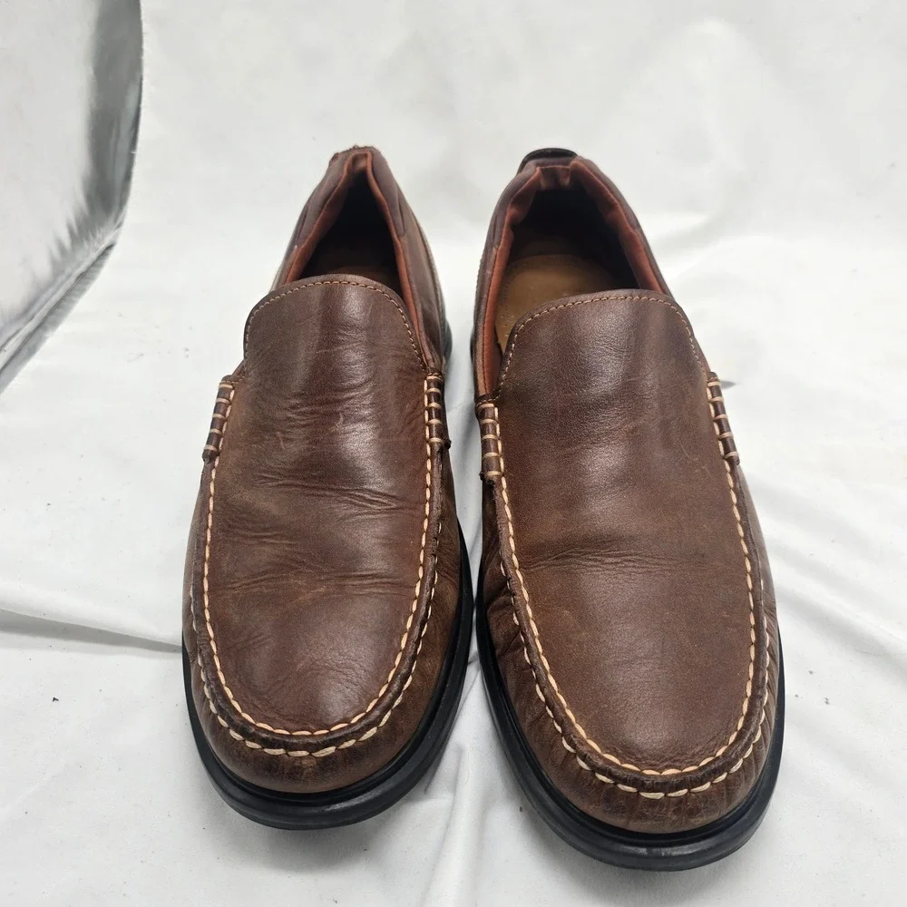 Cole Haan Grand‎ OS Loafers Mens 10M Brown Leather Moc Toe Slip On Casual Preppy